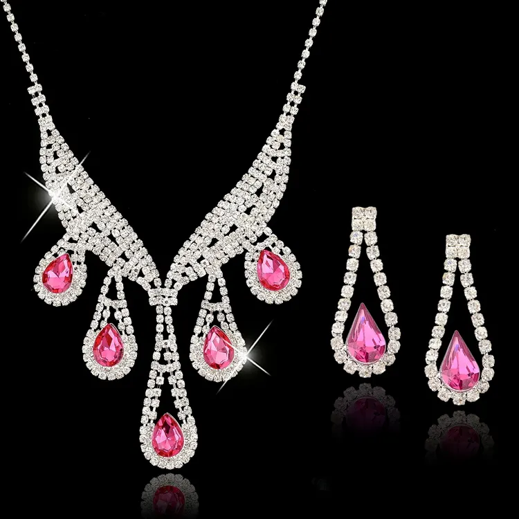 Set Perhiasan Jenis Perhiasan dan Halus Zircon dengan Maroko Ruby Perhiasan Set untuk Wanita