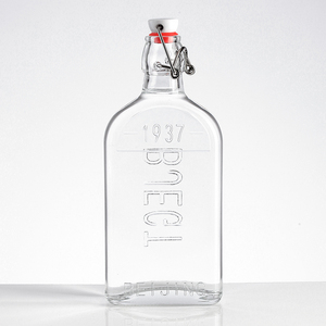Wholesale Hand Polished High Flint clear Glass square Whisky Bottle <strong>Honey</strong> Glass Jam Jar - Product Image 1