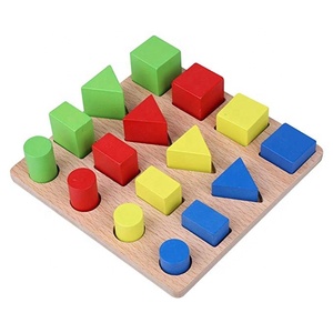 Puzzle Kayu Intelektual Blok Awal Pendidikan Geometri Bentuk Bangunan Perakitan Belajar Mainan Montessori Mengajar AIDS - Product Image 4