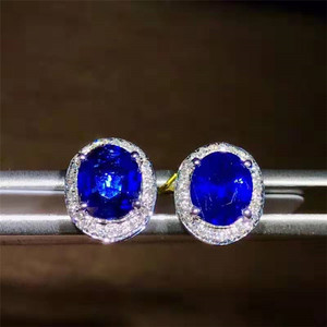Semplice disegno della pietra preziosa della vite prigioniera dei monili 18K <span class=keywords><strong>oro</strong></span> Del Sud Africa diamante reale 1.4ct Sri Lanka zaffiro naturale orecchino - Product Image 1