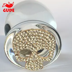 Tapón Anal de calavera de diseño personalizado, juguete sexual de tapón Anal grande de cristal de alta calidad