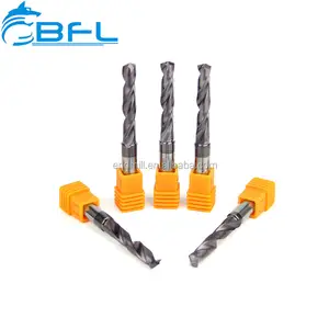 Broca de carburo de tungsteno, broca de carburo de aleación de aluminio de carburo sólido con agujeros profundos, fresa de Metal duro Hrc45, broca de torsión de 2 flautas