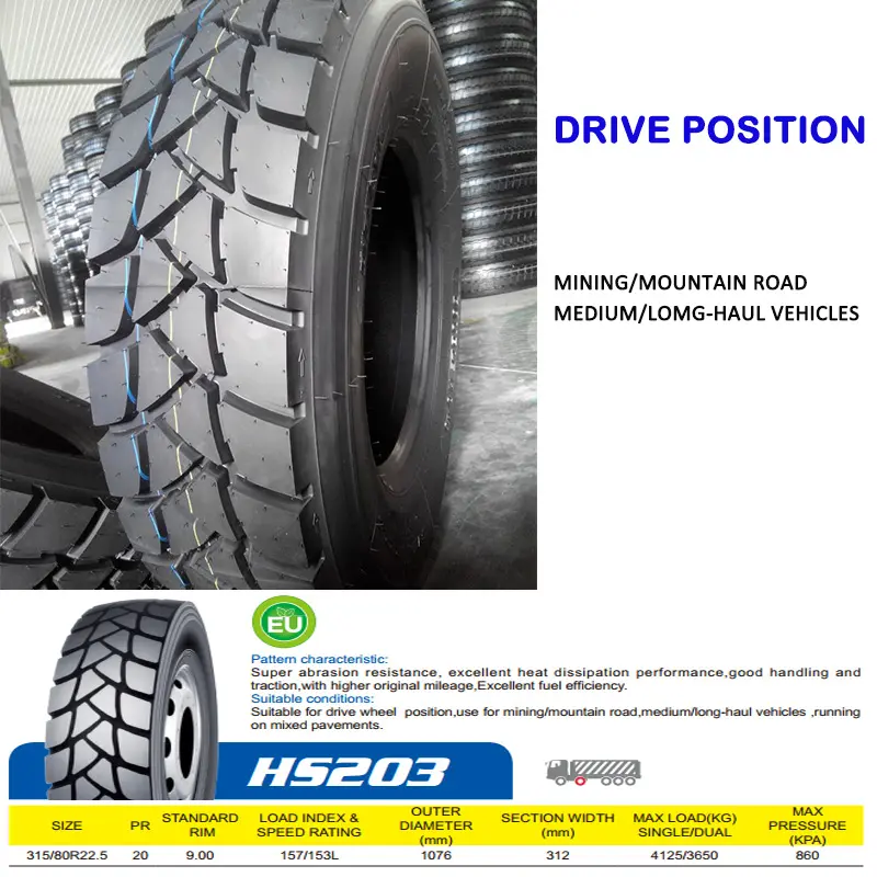 Preço barato pneus de ônibus caminhões HS203 315/80R22.5 295/80R22.5