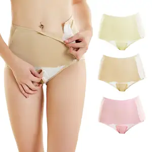 Women's Cotton Period Panties Postpartum Open Crotch Underpants Breathable Maternity Underwear US EU sizing