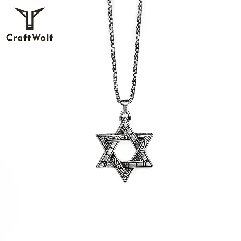 Craft Wolf Fashion Jewelry 2020 Gothic Personalized Mens Women Necklaces 1 Piece Vintage Jewelry Star Stainless Steel Link Chain