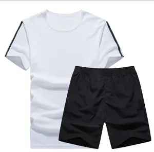 % 100% Polyester Kilit Çok renkli Özel Logo Erkek yaz giyim setleri Spor Spor Giyim Erkekler için Set