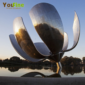 YOUFINE 大型屋外公園装飾 ステンレス製蓮の花都市彫刻像 - Product Image 1