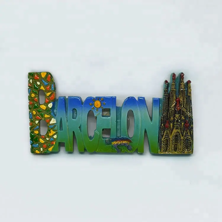 Custom Barcelona City Name Souvenir 3D Resin Fridge Magnet