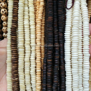Manik-manik Heishi Rondelle OB095 dari Tulang Sapi Warna Krem Vintage Halus - Product Image 2