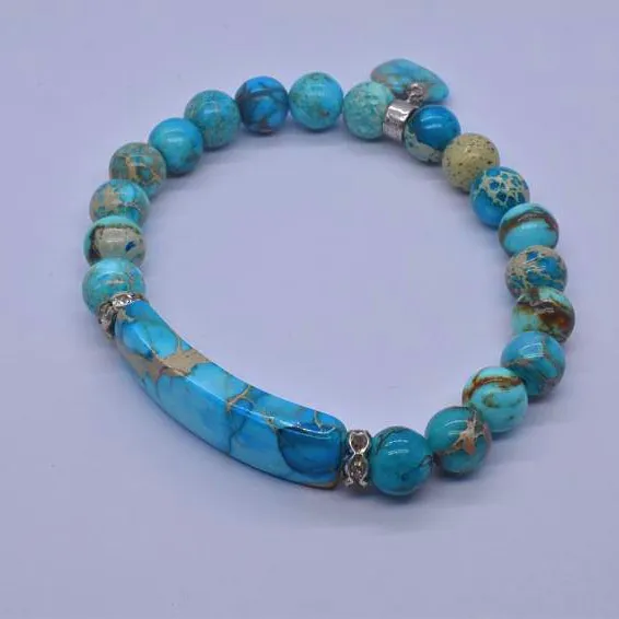 Bracelet en pierre précieuse lisse, jaspe impérial 8MM, perles en forme de cœur, sédiments de mer, pour la fabrication de bijoux, livraison gratuite