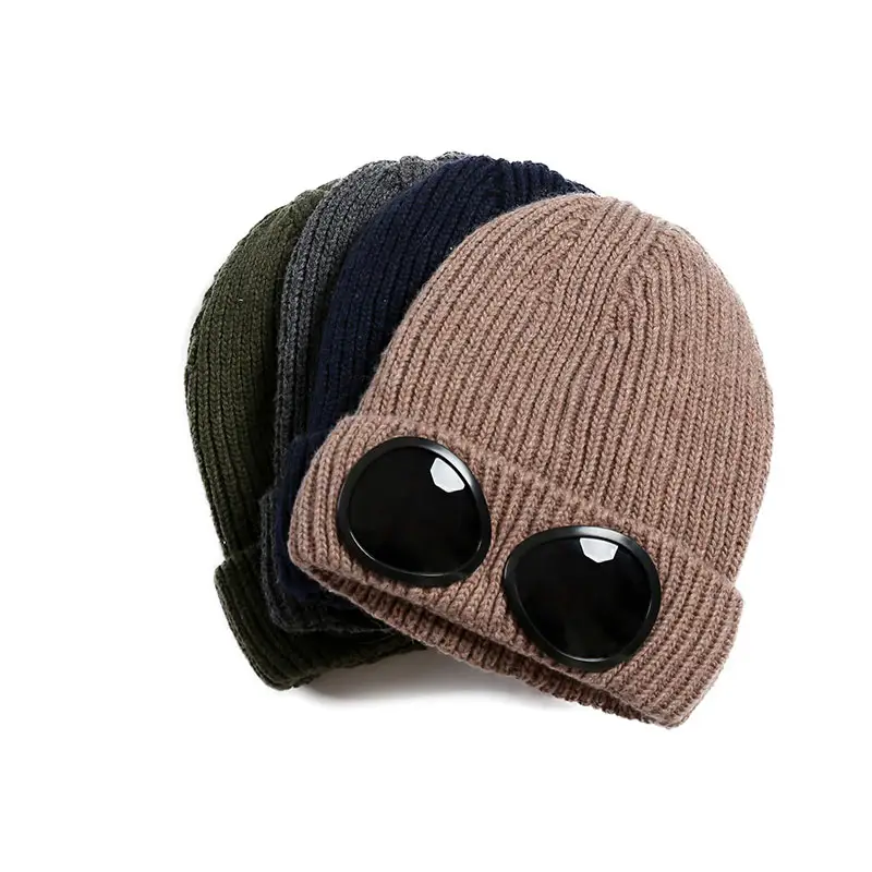 Bonnet personnalisé uni pour enfants acrylique tricoté drôle double couche chaud chapeau d'hiver