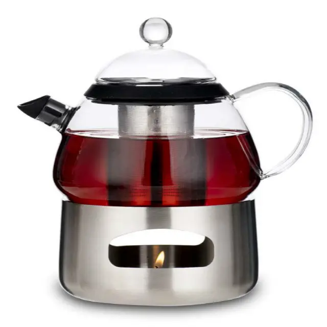 Borosilicate glass teapot with warm set for tea making