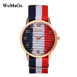 Womage modo di marca Splice colorato orologio cinturino in nylon donne dell'orologio di modo casuale DW uomini di stile di lusso sport orologio al quarzo