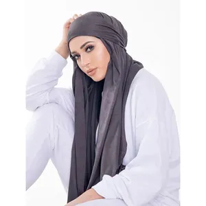 Écharpe longue en daim pour femmes, couleur unie, hijab, bandana, mode