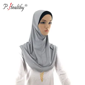 P-healthy hot sale casual style glitter stretchy solid lycra Amira hijab