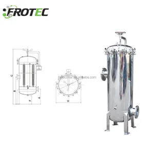 SS304 Perumahan Filter Kartrid Aliran Tinggi, untuk Perawatan Air/Wadah Filter Tas