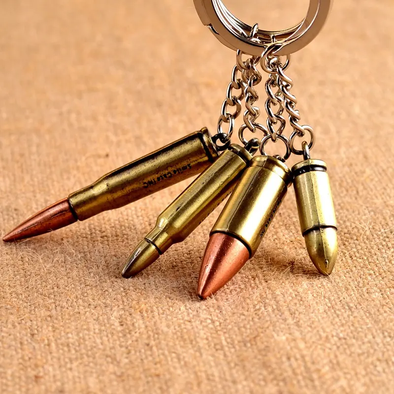 Nhà Máy OEM Tùy Chỉnh Biểu Tượng Retro Bronze Bullet Móc Khóa Bullet Shape Dây Móc Khóa Browning Brass Bullet Keychain