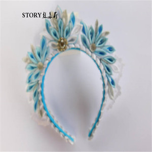 Christmas Teenager Toddler Girls Baby the Ice <strong>Alice</strong> Princess Light Blue Winter Flower Bow Crown Tiara Tsumami Kanzashi <strong>Headbands</strong> - Product Image 2