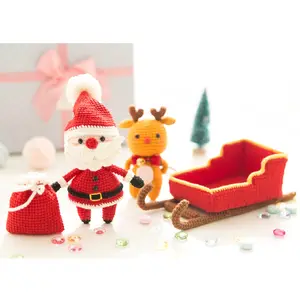 100% Handmade Amigurumi Crochet Christmas Doll Santa Claus Snowman Deer Soft Toys for Collection