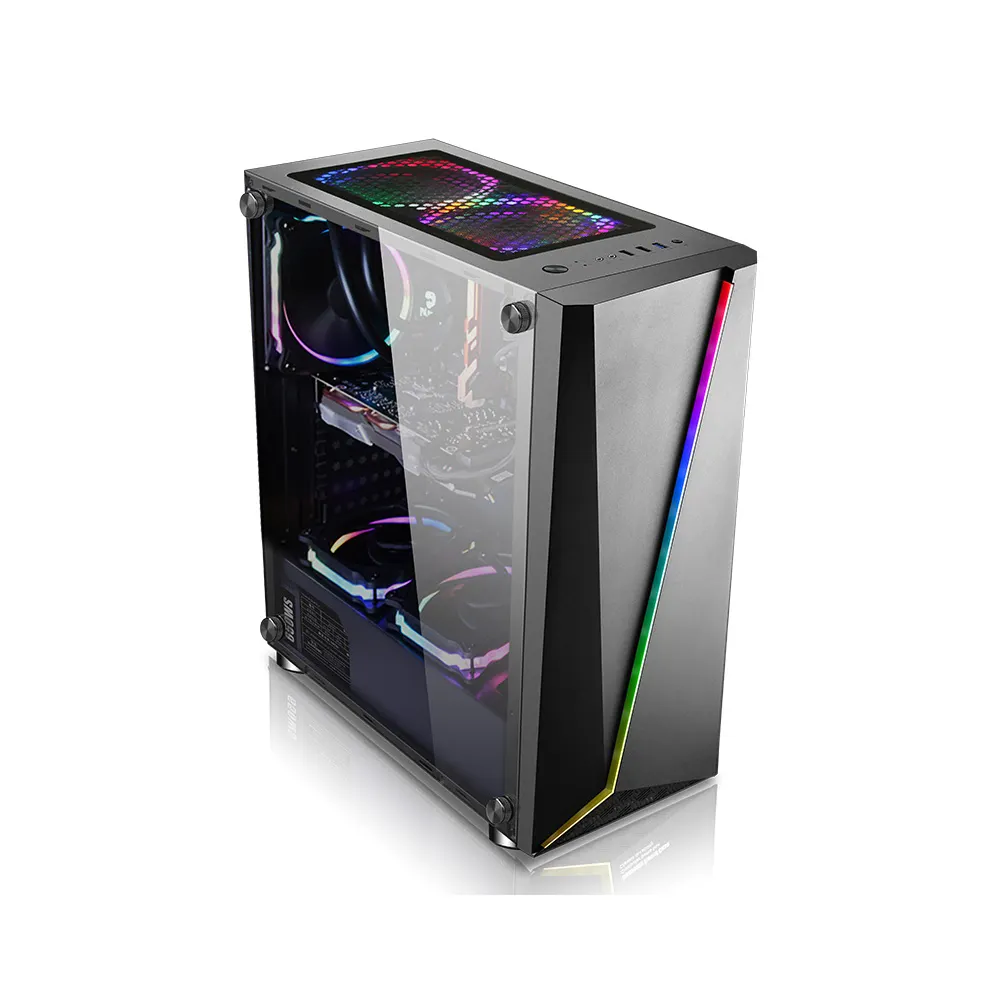 Shenzhen Fabriek Prijs Moderne Goedkope Custom Computer Gevallen Groothandel Goedkope Gehard Glas Rgb Gaming Case Fabrikant