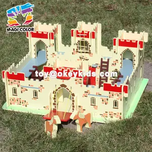 El diy hermoso al por mayor monta el juguete de madera del modelo del castillo para el bebé W06A121