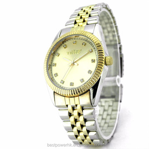Rollex style waterproof function diamond silver dial alloy case stainless bracelet couple watch - Product Image 5