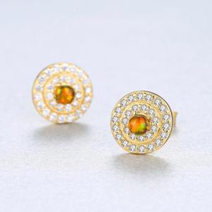 CZCITY 925 Sterling Silver Tiny CZ Paved Halo Round <strong>Opal</strong> <strong>Earrings</strong> for Women <strong>Opal</strong> Jewelry Cute Ear Rings - Product Image 6