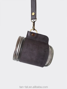 Tasse de voyage en cuir véritable, porte-tasse à manches pour le café, - Product Image 3