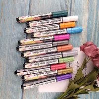 Flysea – ensemble de 10 couleurs marqueurs métalliques, stylo marqueur Permanent à noyau de coton, marqueur métallique pour peinture et dessin Diy à l'eau