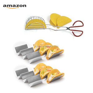 Paquete de 5 Soportes para Tacos de Acero Inoxidable con Prensa para Hacer Tacos y Pinzas, Ideal para Tacos Caseros - Product Image 1