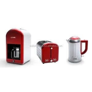 En çok satan sıcak satış yüksek kaliteli yeni Retro paslanmaz çelik elektrikli kahvaltı seti dahil kahve makinesi tost makinesi su ısıtıcısı