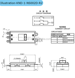 YMD KND-1-NS002D-R2 <strong>4</strong> Position Slide Switch Slide Switch With With ENEC, NEMKO VDE CQC, CE, CB Certification Standard - Product Image 2