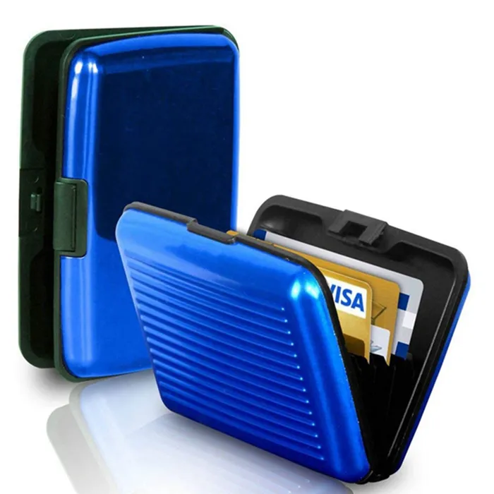 Scatola porta carte di credito in plastica colorata porta carte di credito leggero porta carte di credito RFID per viaggiare