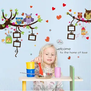 Syene new 3d owl photo frame wall sticker tree decoration quote welcome to home of love wall decal mural decor