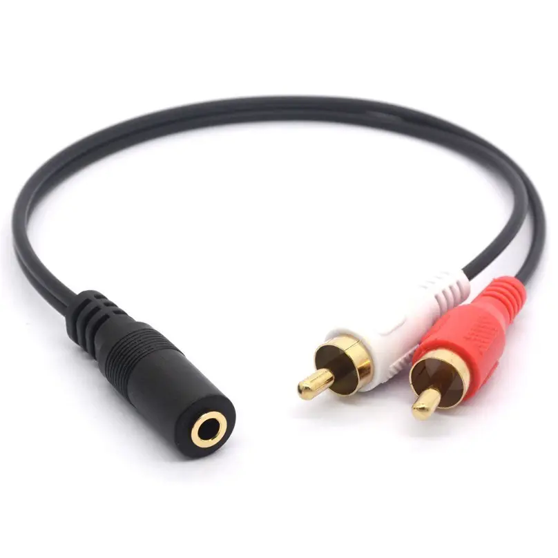 Kabel adaptor Universal Audio Stereo 3.5mm, soket pria RCA ke Headphone 3.5 Y