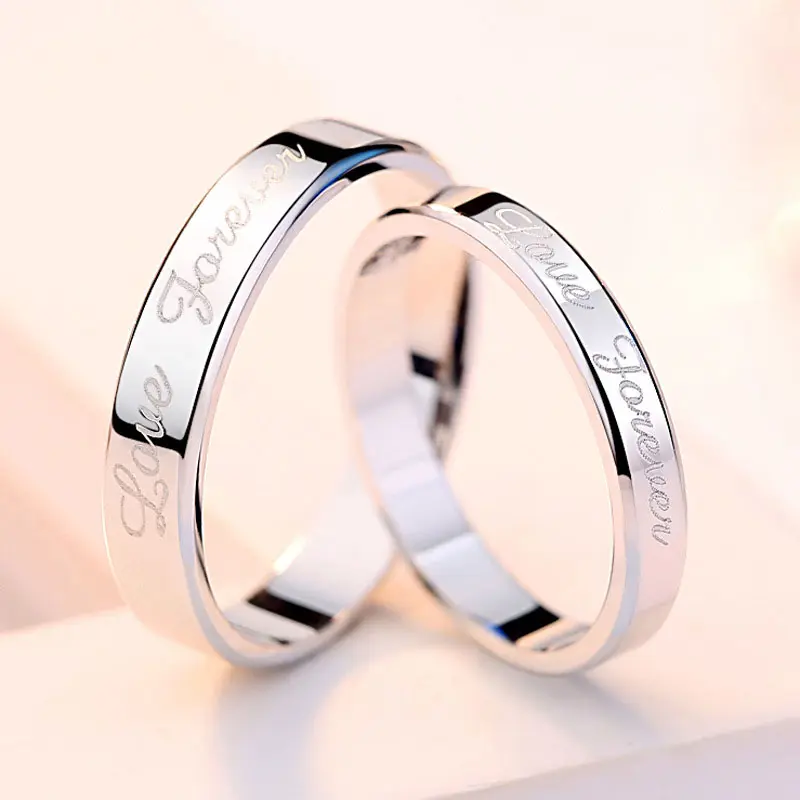 Personalizado grabado 925 alfabeto letra joyas anillos de compromiso amor símbolo pareja anillo diseños