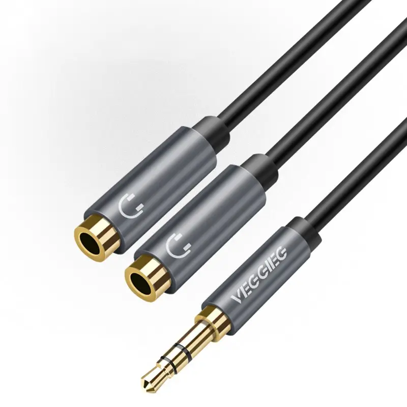 3.5mm Audio Stereo Y Splitter Cable Headphone Mic 3.5mm 2 Famale to 1 Male Cable