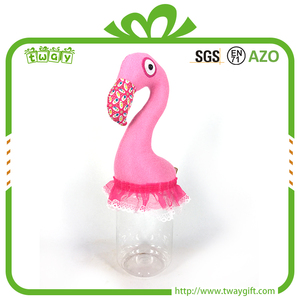 Especial al por mayor tela regalo del negocio 12.5 pulgadas simulación peluche <span class=keywords><strong>flamenco</strong></span> Doll forma <span class=keywords><strong>caja</strong></span> de dulces de plástico - Product Image 1
