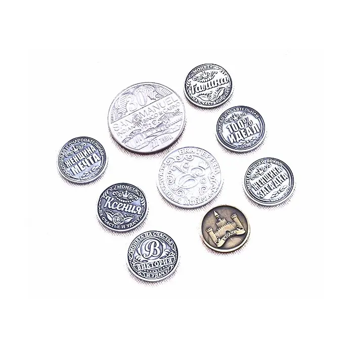 Gewohnheit verschiedenen größen und designs metall münzen für verkauf