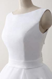 فستان زفاف قصير للشاطئ بسيط أبيض نقي بدون أكمام وبثمن زهيد - Product Image 4