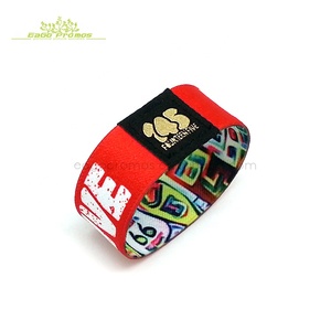 <strong>2025</strong> 2026 Polyester Custom Printed Sublimation Logo Colorful <strong>Fabric</strong> Reusable Elastic <strong>Wristband</strong> for Promotion