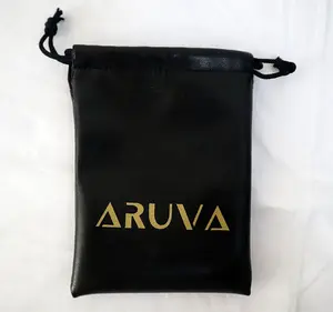 Duurzaam Custom Logo Gedrukt Pu Lederen Tasje Sieraden Pouch Met Custom Logo