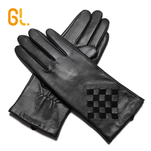 GL48 <strong>Women</strong> Fancy 100% Sheepskin Custom Made Winter Leather Driving Gloves - Product Image 2