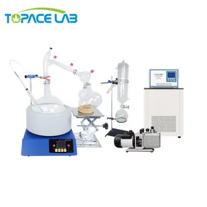 Topacelab - Unidade de destilação a vácuo para laboratório de destilação de caminho curto 5L, best-seller com refrigerador de água e bomba de vácuo