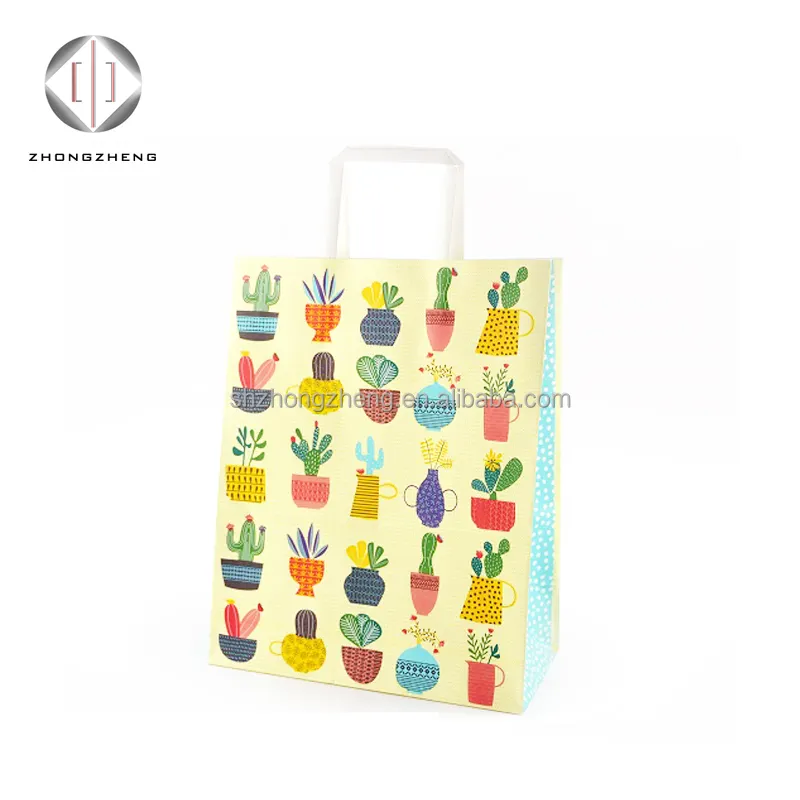 Chinese Supplier Wholesale 90gsm Different Types Of Kraft Paper Gift Shopping Bags With Twisted Handles