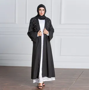 wholesale deira dubai kimono polyester open front jeddah beaded abayas