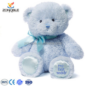 Norme de qualité EN71 et ASTM, ours en peluche pas cher, mon premier ours en peluche, ours en peluche bleu personnalisé, doux - Product Image 1