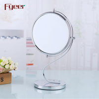 Fyeer Fashion New Double Side Round Magnifying Desktop Cosmetic Mirror Brass Makeup Mirror