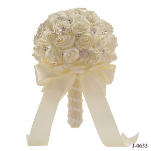 Bouquet rose pour demoiselles d'honneur avec rubans doux perlés, roses artificielles, bouquet de mariée, mariage, fête, photo, véritable amour, cadeau pour la mariée - Product Image 4