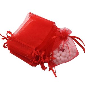 10x15cm Wholesale Drawstring Organza Jewelry Favor Pouches Wedding Party <strong>Festival</strong> Gift <strong>Bags</strong> Candy <strong>Bags</strong> Red Organza <strong>Tea</strong> <strong>Bag</strong>